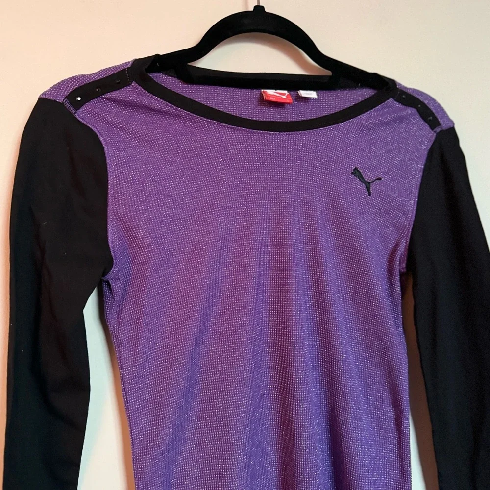 Puma Girls Athletic Long Sleeve Top Purple Black Size L NWT